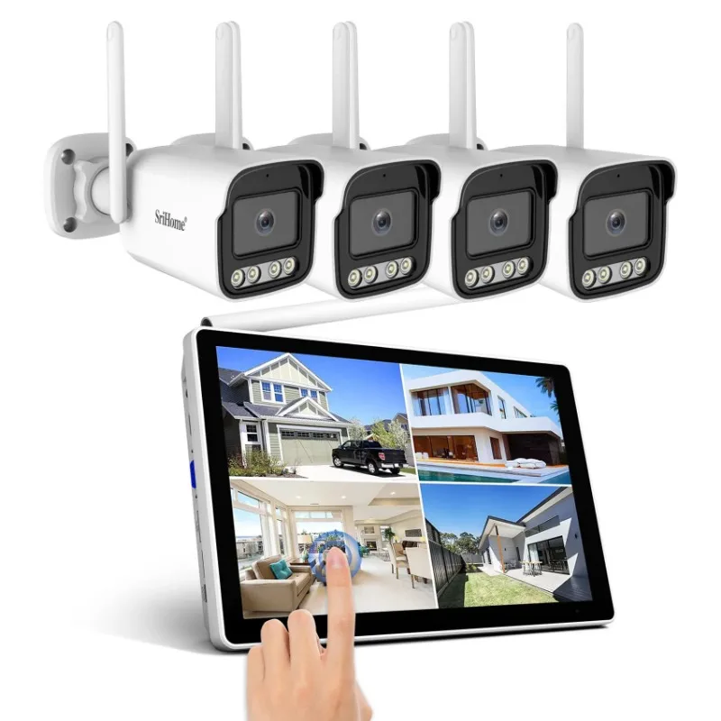2025 NVS010+4*IPC065 HD 5MP Two Way Audio Full Color Night Vision Humanoid Tracking Wifi Alarm System Wireless NVR Kit