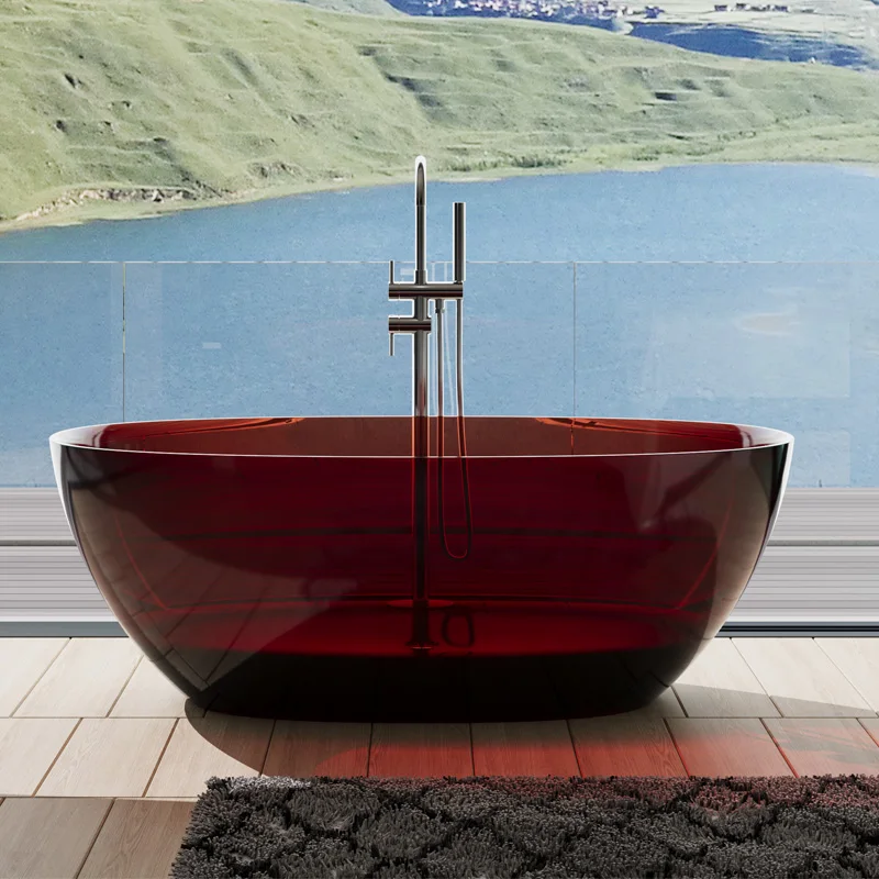 

Современная акриловая отдельно стоящая прозрачная ванна овальной формы с сливом для замачивания