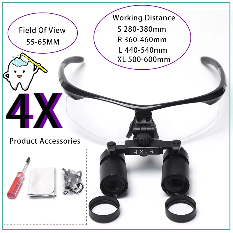 Dental Loupes 4X Professional Dental Magnifying Glass Surgical Magnifiers Dental Microscope Dentist Loupe Dental Binoculars