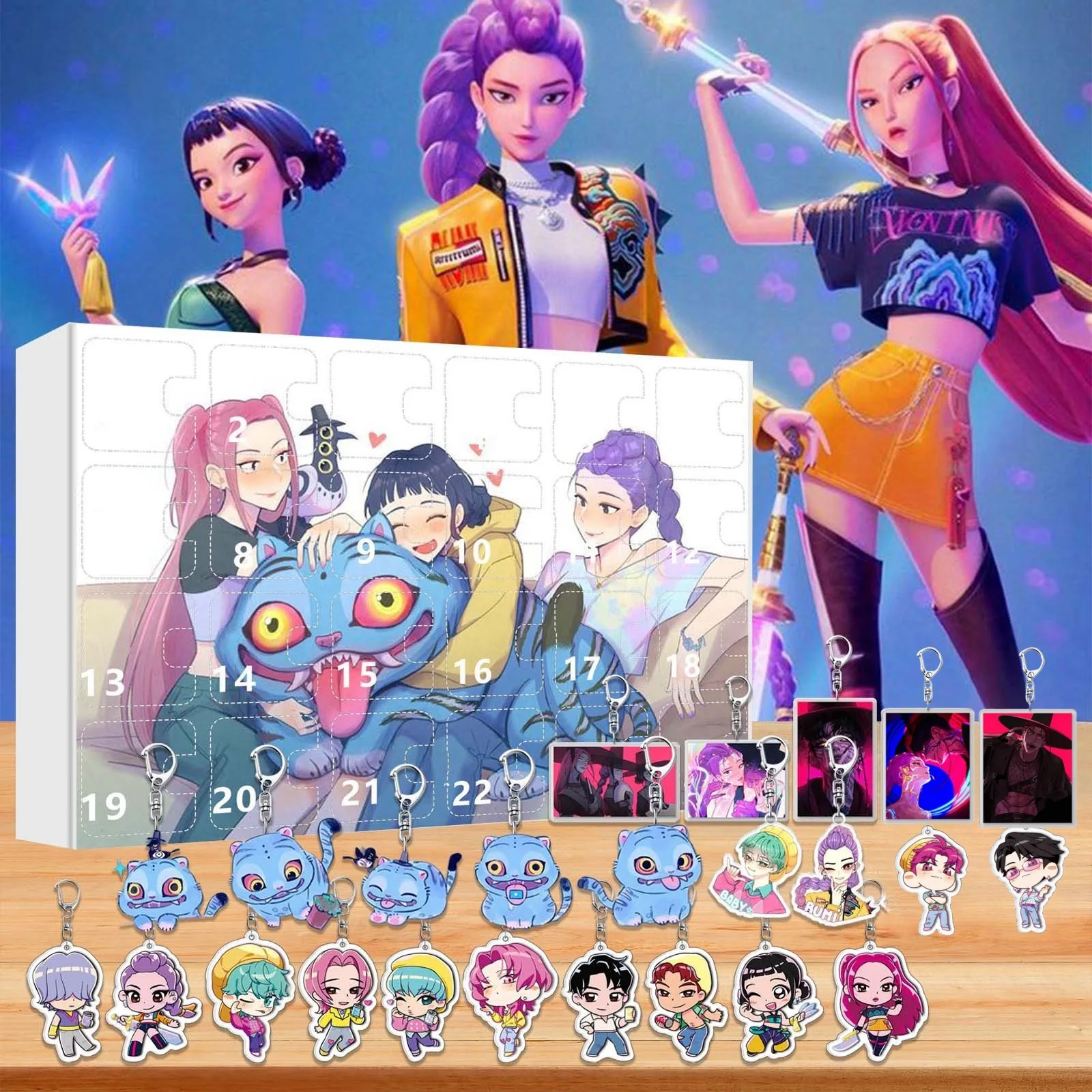 Kpop Demon Hunters Christmas Blind Box 24pc Advent Calendar Surprise Blind Boxes  Rumi Mira Zoey Jinu Keychain Christmas Gifts