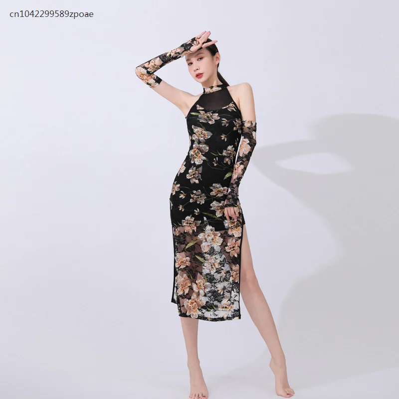 Costume Cheongsam de danse classique de Style chinois, sans manches, Jazz rétro amélioré, vêtements de danse Slim, dos nu, Sexy, Cheongsam d'été