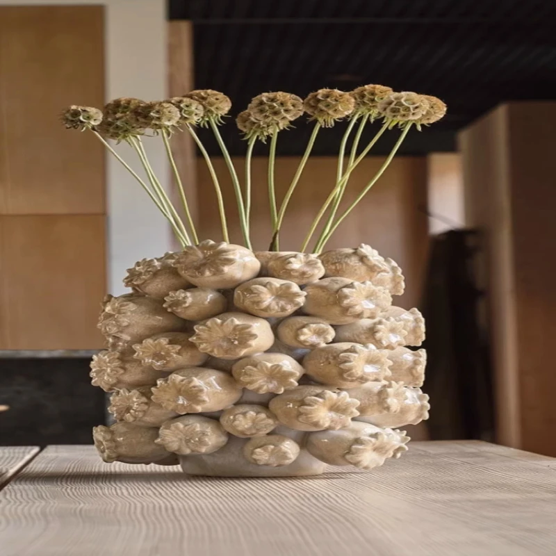 

Handmade Pottery Poppy Seed Yellow Vase