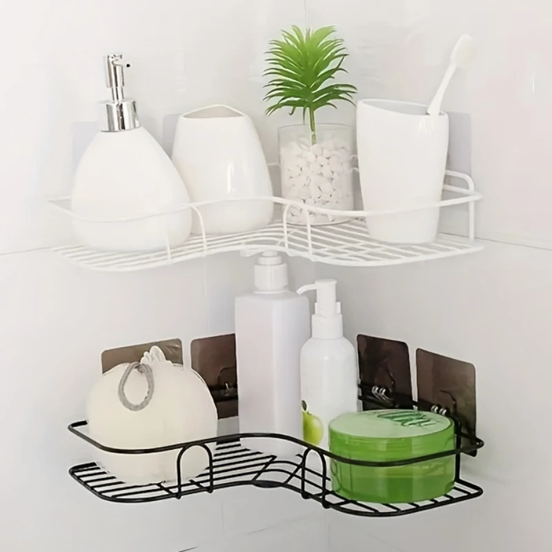 1PC Bathroom Corner Shower Rack Organization For Bathroom Stainless Steel  Accessories Storage Shelves Shampoo Holder