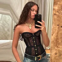 Mingmingxi Summer Sexy Lace Corset Top Women Sheer Mesh Bustier Corset Bandeau Top party Clubwear Night Outfit backless - Image 3