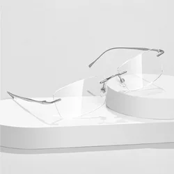 Mens Pure Titanium Rimless Glasses Frames Myopia Optical Prescription Frame Ultra-light Frameless Woman Square Eyeglasses Frame