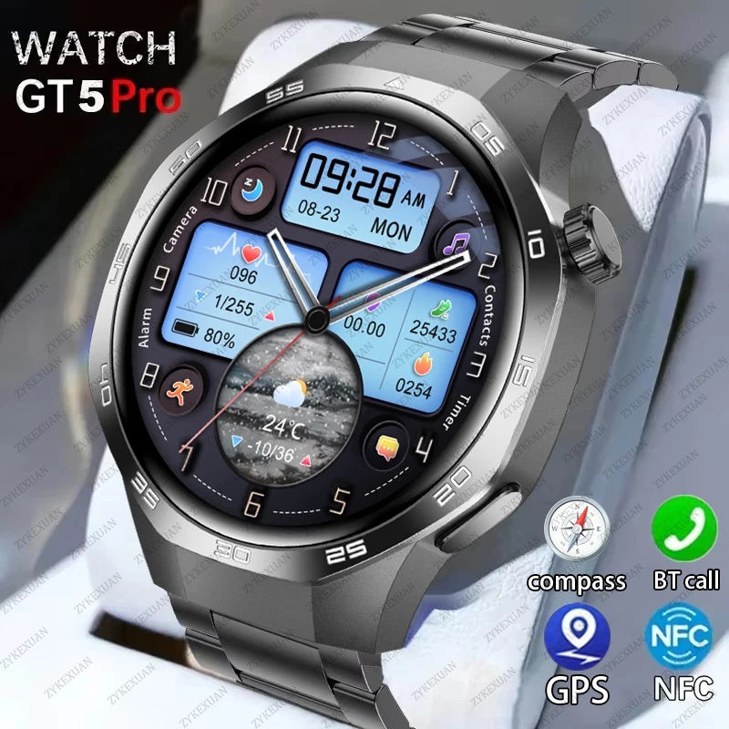 For HUAWEI Outdoor Sports Smart Watch Men AMOLED Screen NFC GPS Compass Heart rate Waterproof Bluetooth Call SmartWatch 2024 New