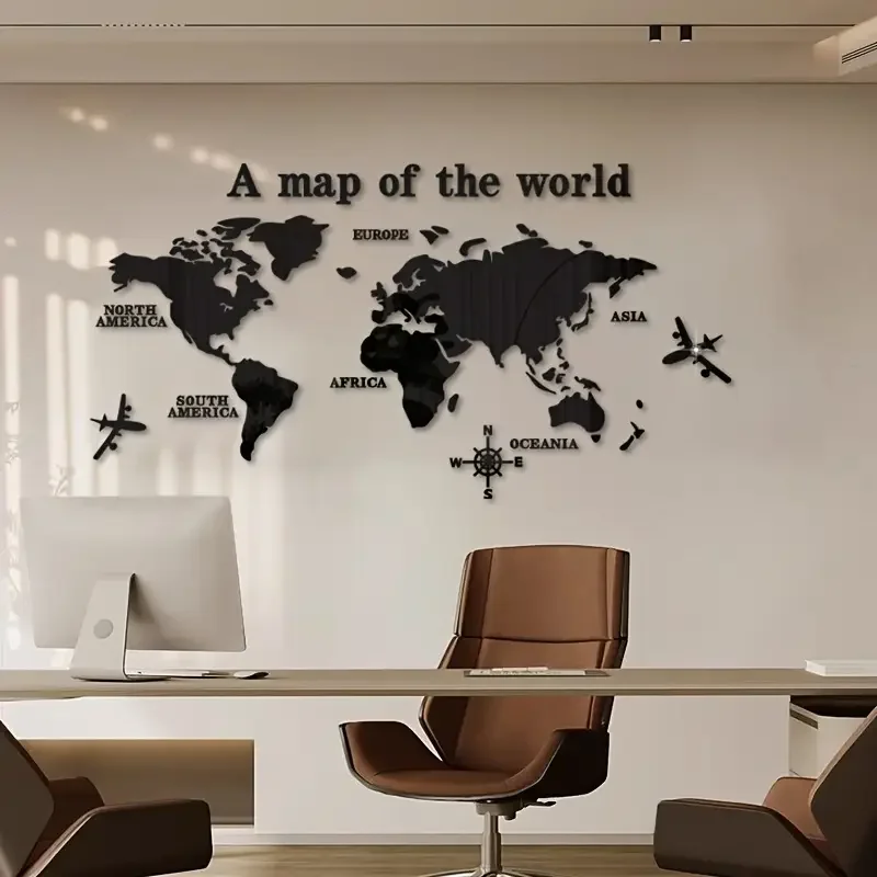 خريطة العالم ملصقات الحائط للمرايا DIY 3D الاكريليك ملصقات الحائط غرفة نوم مكتب حائط الخلفية ملصقات الديكور حجم كبير #3