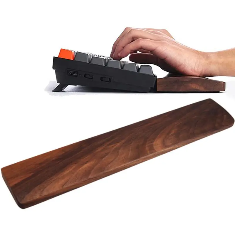 Wooden Keyboard Wrist Rest Walnut Mouse Pad Solid Mouse Pad Wrist Support Anti-Slip Base for Home Office Wrist Rest