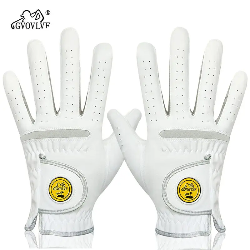 Golf Gloves Men's Wear-Resistant Breathable Left and Right Hand Microfiber Fine Cloth Material with Mark Gloves