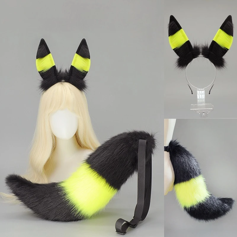 

Аниме Umbreon Косплей Повязка на голову Хвост Животное Меховой костюм Плюшевые уши Головные уборы Хвост зверя Набор Хэллоуин Карнавальная вечеринка Одевание Реквизит