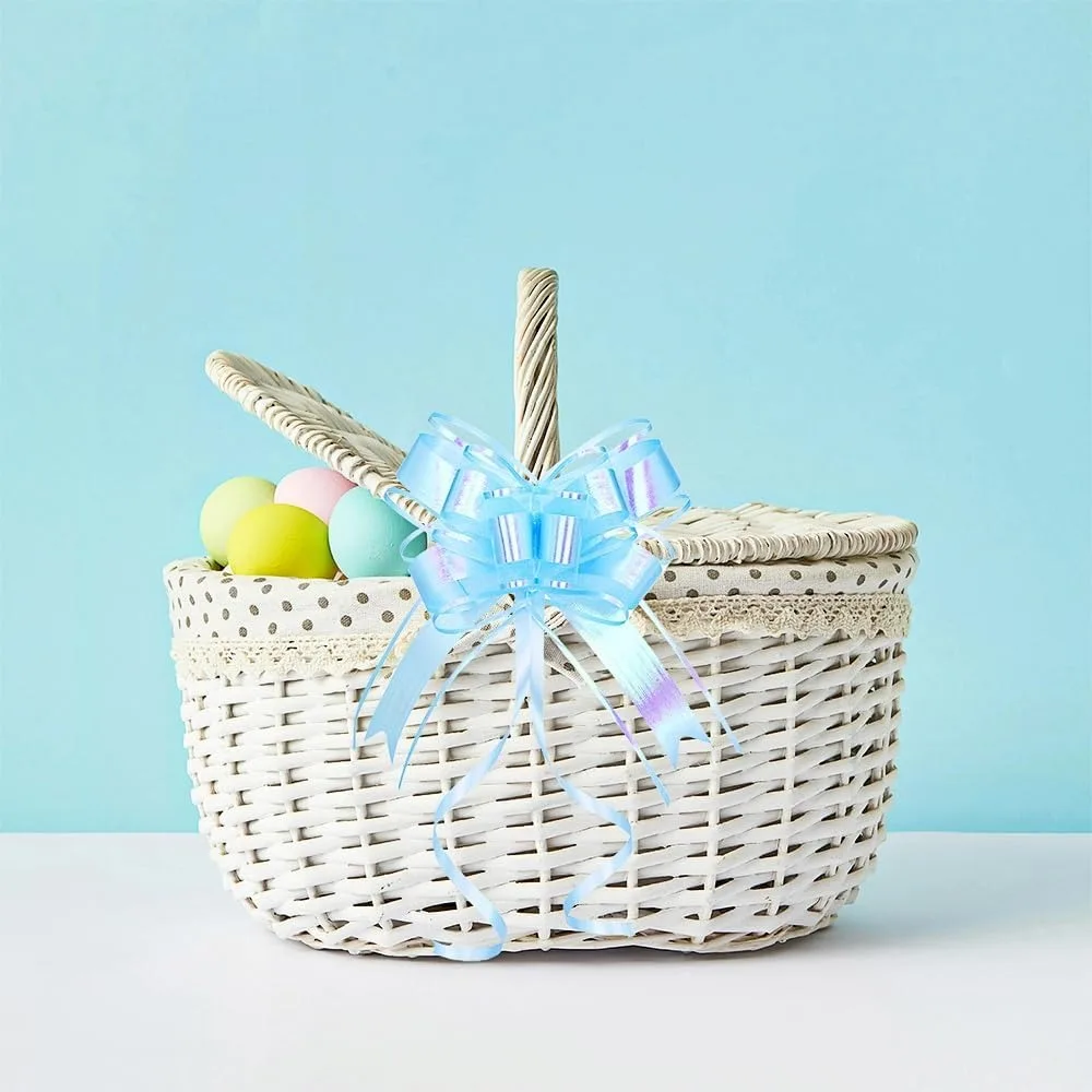 أقواس هدايا، قوس سحب أزرق قزحي الألوان للسلال، باقة زهور، ورق، حقيبة هدايا، صندوق، استحمام الطفل، هانوكا (6 بوصة)