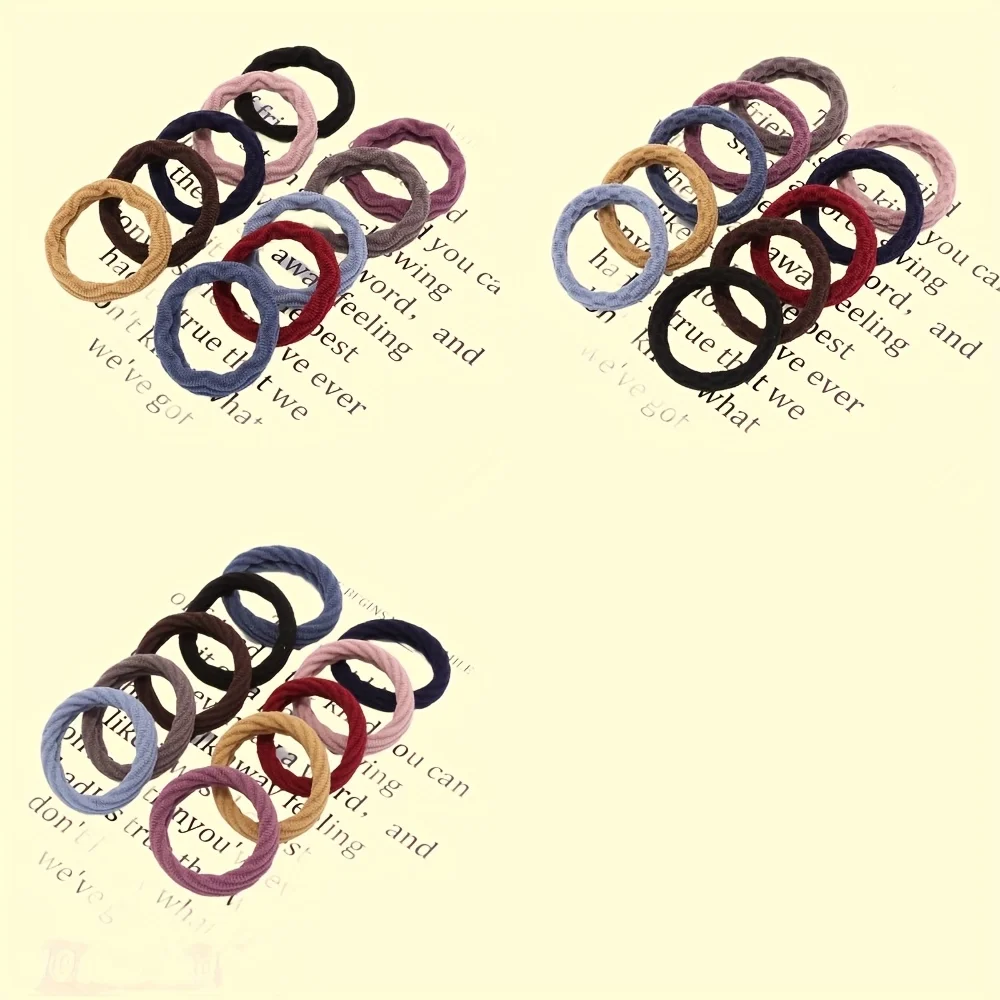 

10 pcs/set, Highly Elastic, Fashionable Ribbed Hair Ties, Seamless Connection, Solid Colour, Fashionable Ponytail Holder