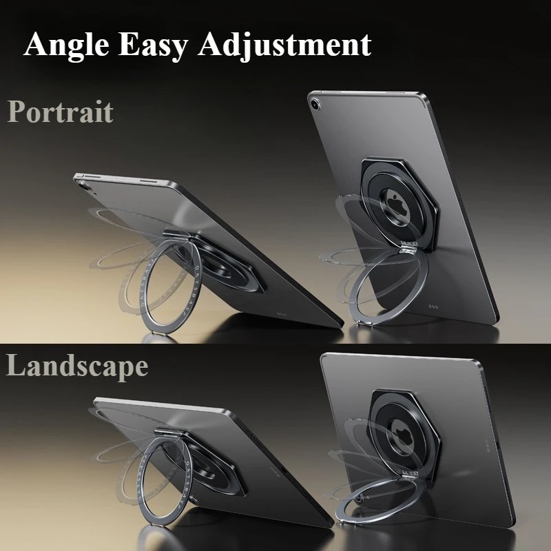 Magnetyczny uchwyt na tablet Oatsbasf z obrotem 360 °   Obrotowy Stojak Pierścieniowy Metalowy Uchwyt Samoprzylepny Uniwersalny do Tabletu iPad Pad — zdjęcie produktu 4