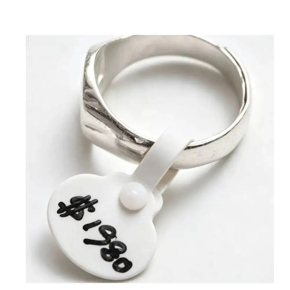 Schmuck-Preisschilder aus weißem PVC mit Schnappverschluss, Geschenkverpackungsetiketten, Kunststoff-DIY-Vinyl-Knopfverschlüsse für Armbänder, Ohrringe, praktische Ringanhänger – Detail 2