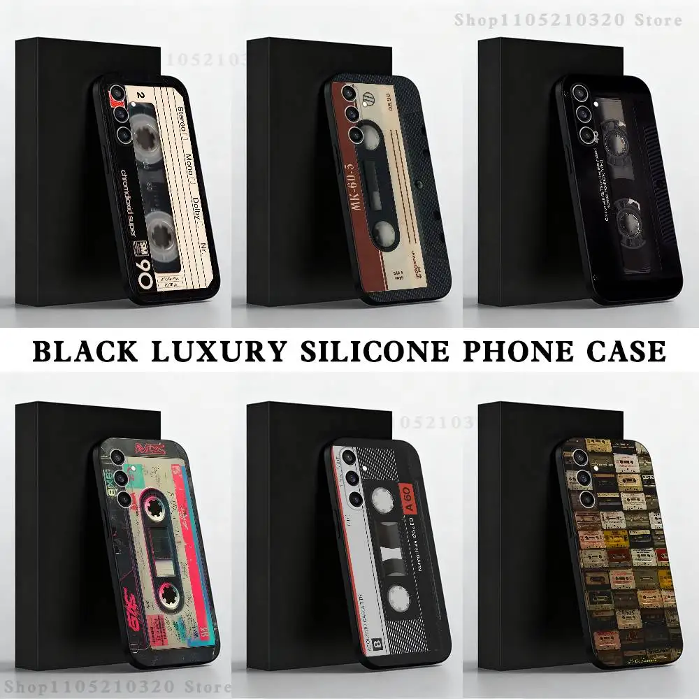 

Cassette Tape Vintage Phone Case For Samsung S25,S24,S21,S22,S23,S30,Ultra,S20,Plus,Fe,Lite,Note,10 Black Soft Shell