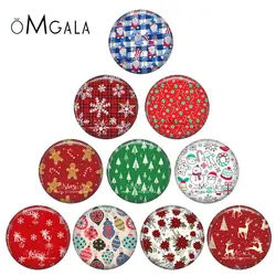 Trendy Christmas Elements Background Pattern 10pcs 12mm/18mm/20mm/25mm Round photo glass cabochon demo flat back Making findings