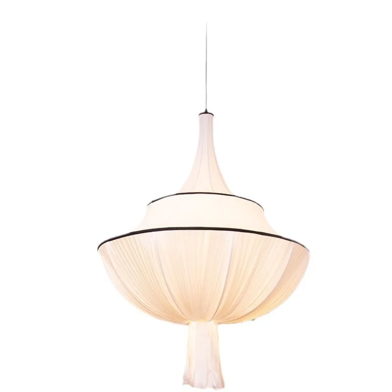 

Japanese Simple Wabi Sabi Cloth Chandelier Living Dining Bedroom Decoration Home Pendant Lights Room Decor Lamps Indoor Fixtures