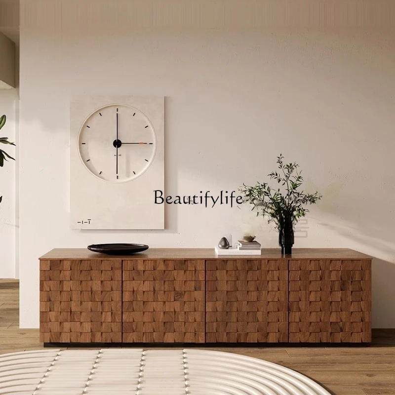 

Nordic walnut color dining side sofa side cabinet designer creative simple storage TV cabinet