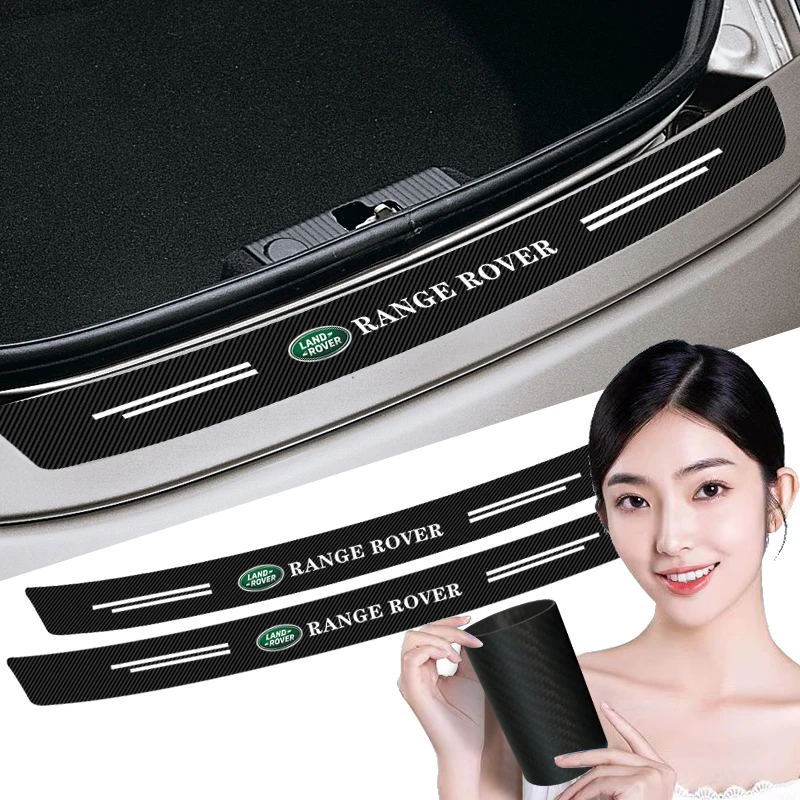 1Pç Protetor de Para-choque Traseiro em Fibra de Carbono com Adesivos 3D para Land Rover Range Rover 3 4 Freelander Defender Evoque