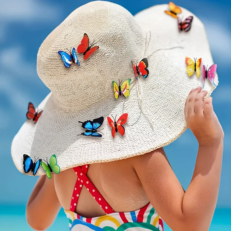 100/200pcs Faux Butterflies - Colorful Plastic Decor for Hats, Slippers & DIY Crafts,For Wall Art Decorative Hanging Decorations