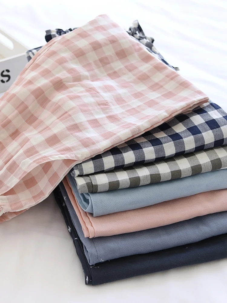 

Couples Cotton Pajama Pants Loose Fit Lightweight Summer Home Pants Pure Cotton Gauze Material Men's Women's Sp Trousers