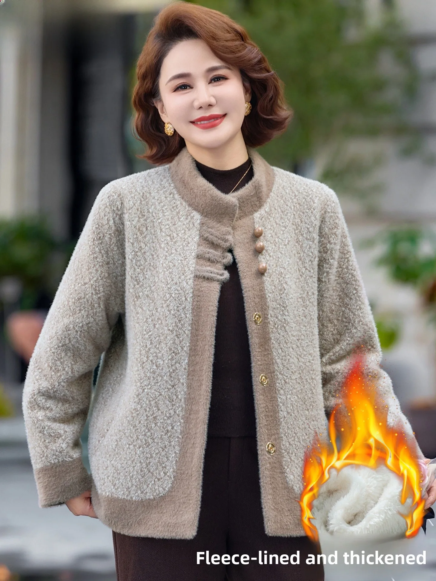 

Утепленная хлопковая куртка с меховой подкладкой для мам, зимняя модная верхняя одежда свободного кроя, на молнии, из полиэфирного волокна