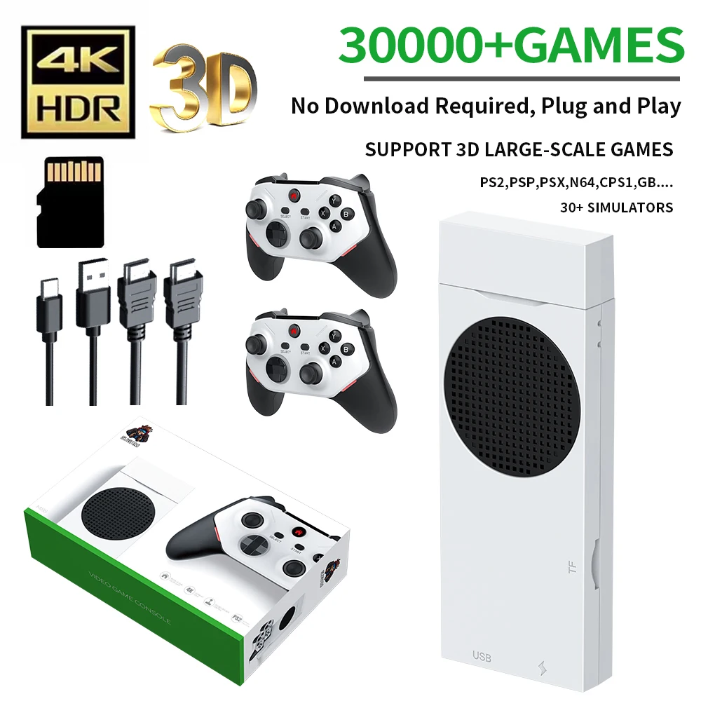 

Retro Mini Handheld Video Game Console Multiplayer 30000+ Wireless Controller 4K HDTV Entertainment Console Kids Gift Christmas