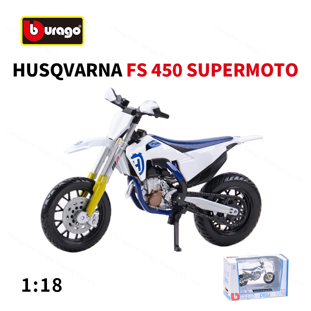 Bburago 1:18 Husqvarna FS 450 Supermoto Static Die Cast Vehicles Collectible Hobbies Motorcycle Model Toys