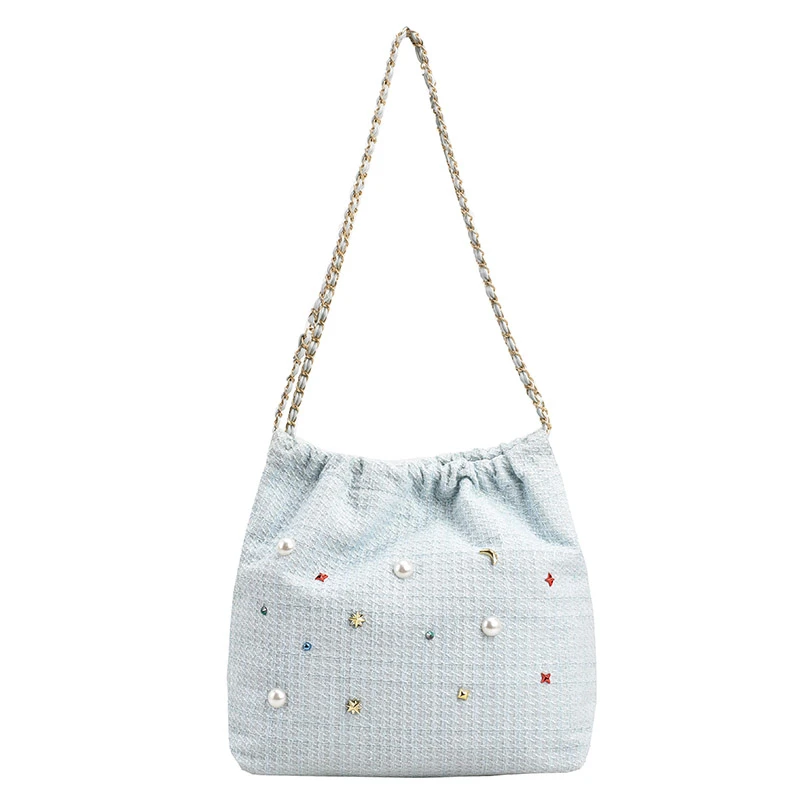 Appliques Pearl Star Solid High Capacity Special Material Shoulder Bag Casual Tote High Quality 2024 Hot Sale Bags for Women