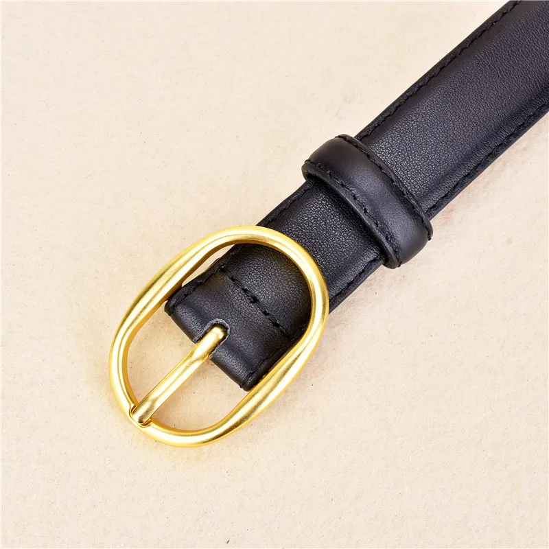 

Fine New Belt Women's Head Layer Cowhide Belt Fashion Simple Versatile Jeans Belt Decoration Dress Luxury Belt