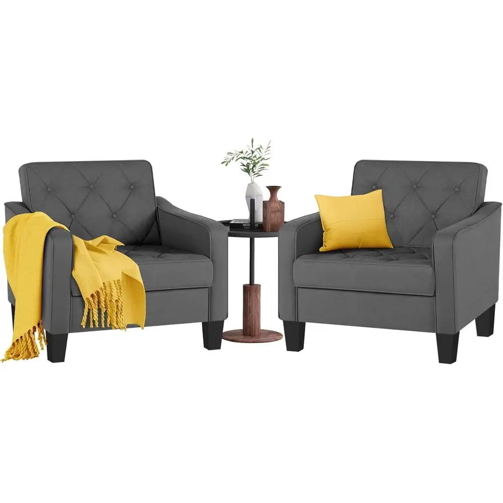 

Grey Accent Chairs Set of 2, Comfortable Club Chairs for Living Room, Bedroom, or Waiting Area, Ideal for Small Spaces