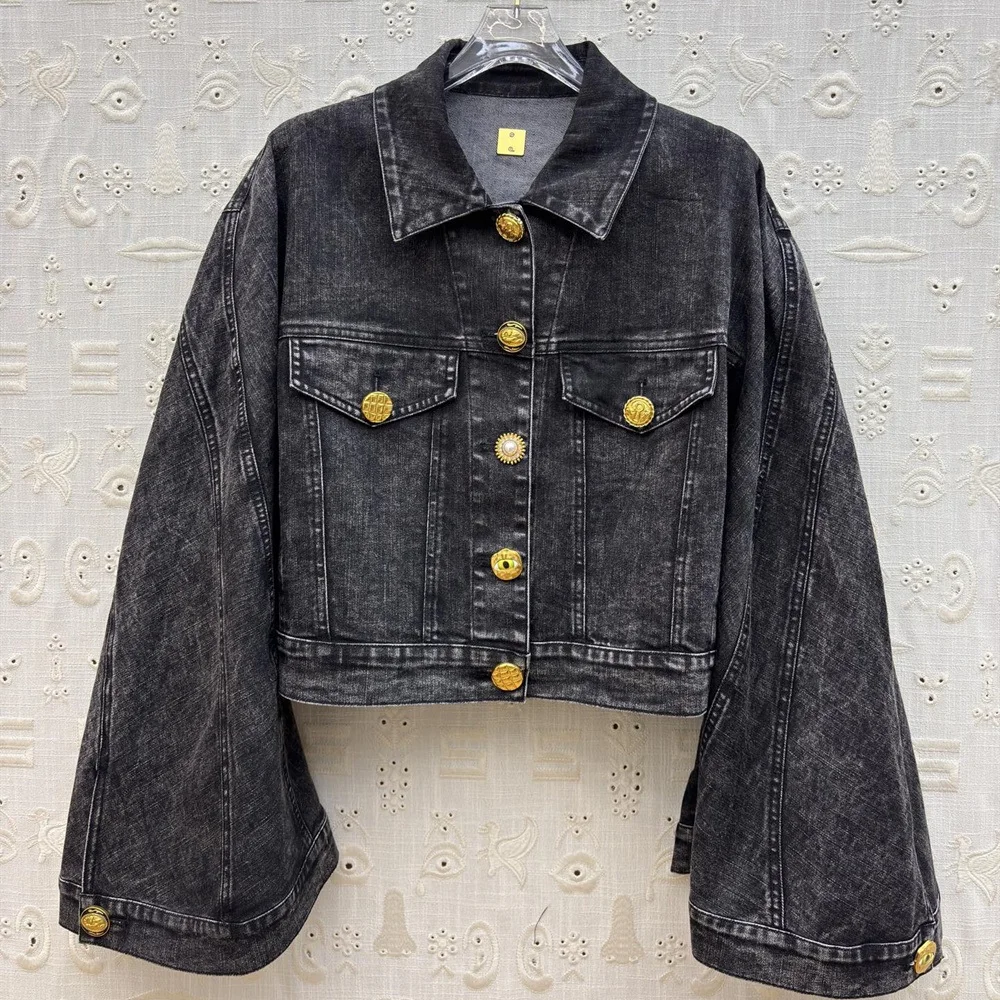 

2026 Spring Women's Denim Jacket with Metal Buckles, Retro Style, Loose Fit, Top, Outerwear, Y2K New Fashion Coat bra