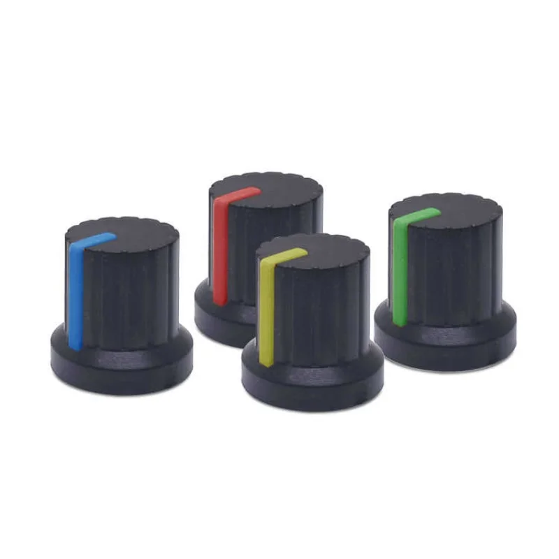 30 шт./лот WH148 ручка потенциометра 15X17 мм 6 мм пластиковая крышка 6 цветов аудио ручка потенциометр ручка регулировки громкости