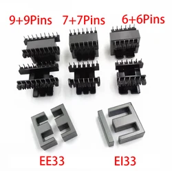 EE32 EE33 EI33 6+6 9+9 18+18 Pins 12/18/36P MN-ZN PC40 Vertical Horizontal Transformer Ferrite Magnetic Core Coil Former Bobbin