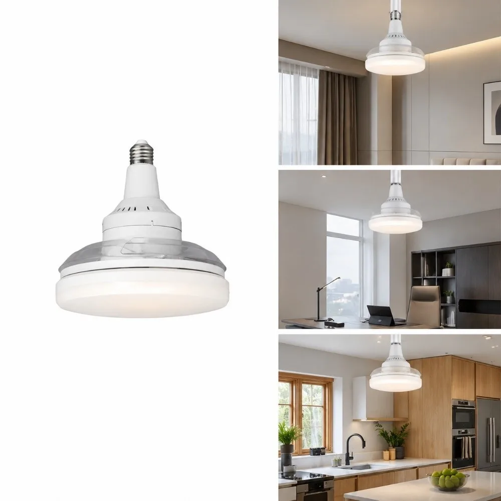 3 Color Temperatures Ceiling Fan Light Dimmable E26 Socket Ceiling Fan With Light with Remote ABS Ceiling Fan Kitchen
