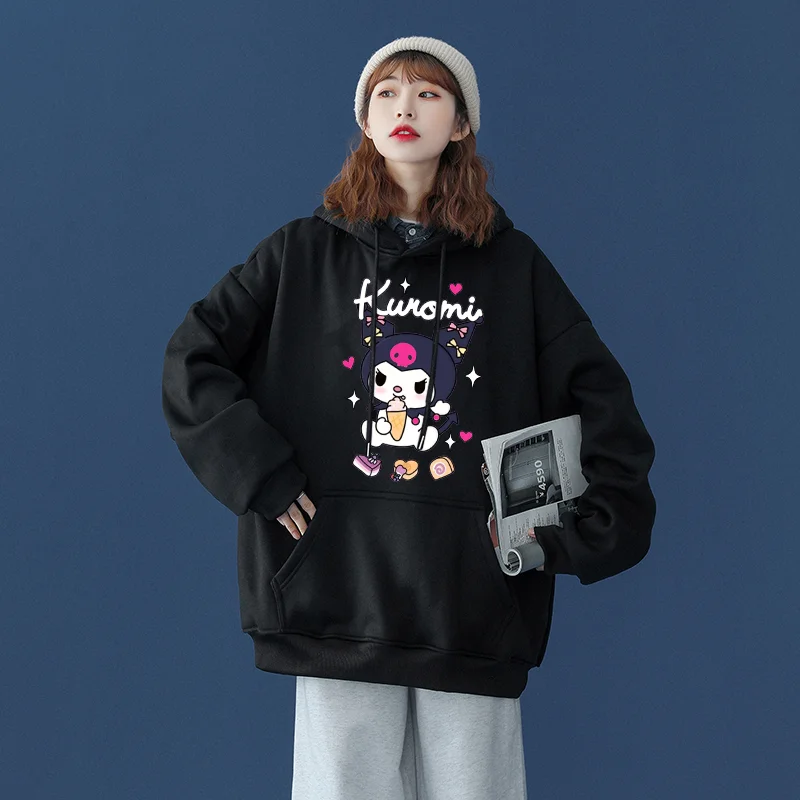 Kawaii Kuromi casual cute print unisex hoodie spring and autumn Sanrio cartoon casual sports street print hoodie