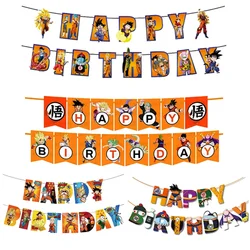 Dragon Ball Happy Birthday Banner Son Goku Baby Shower Garland Anime Wall Hanging Decorations Boy Girl Party Supplies Kids Gift