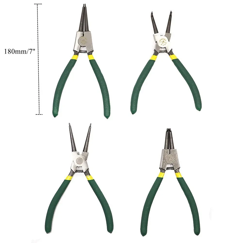 4Pcs Circlip Plier Set 7\'\' Long Nose Plier Staight Bent Plier Inner Outer Staight Bent Plier Retaining Snap Ring Remover Tool