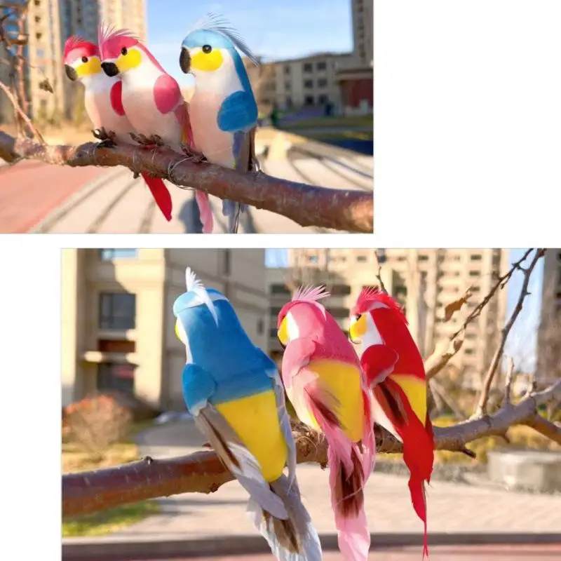 1Pcs Miniature Lawn Doll Ornaments 15cm Creative Handmade Simulation Parrot Animal Bird Garden Props Decoration-New