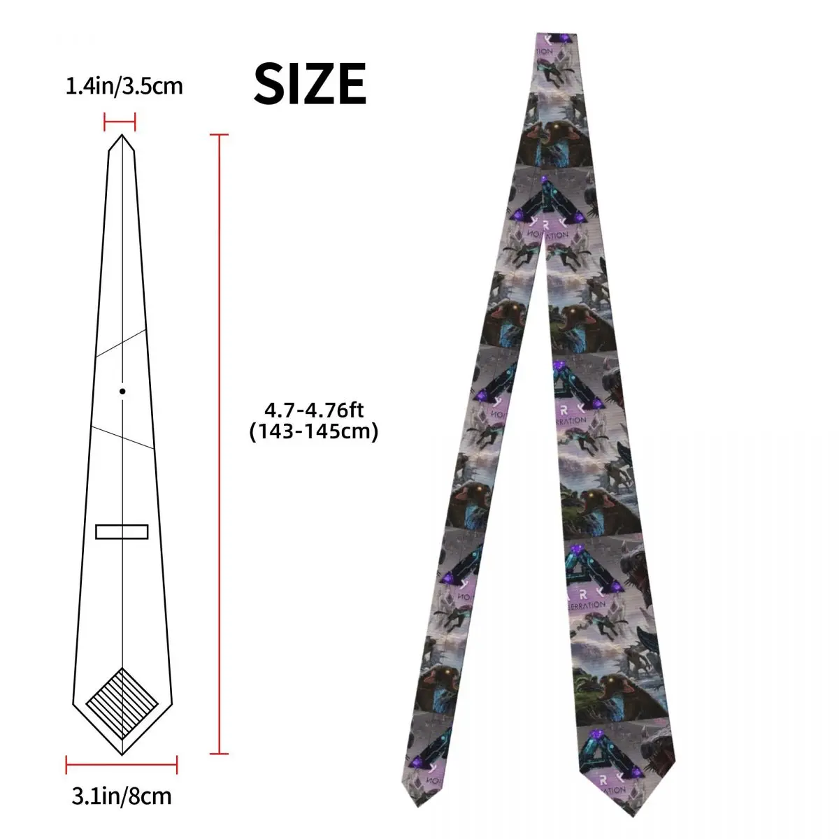 Cravate pour Hommes et Femmes, Motif Affiche Ark Survival Evolved Aberration, en Soie et Polyester, 8 cm, Accessoire de Fête