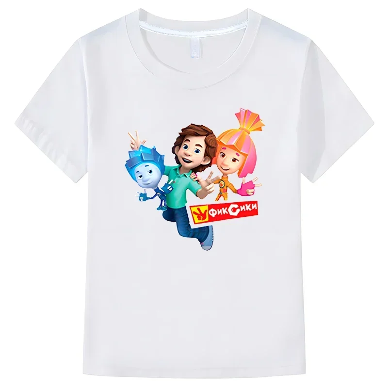 T-shirt de manga curta para meninos e meninas, T-shirt fixes para crianças, roupa casual de algodão Y2K, desenho animado russo, peça única