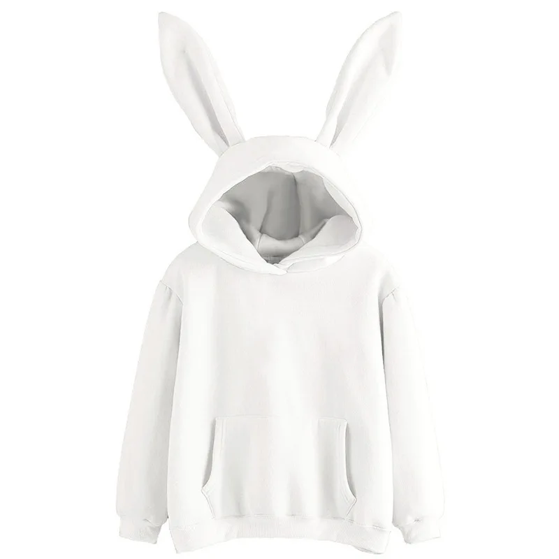 Autumn Winter Women Hoodies Kawaii Rabbit Ears Fashion Hoody Casual colors Solid Color Warm Sweatshirt Hoodies For Women y2k top