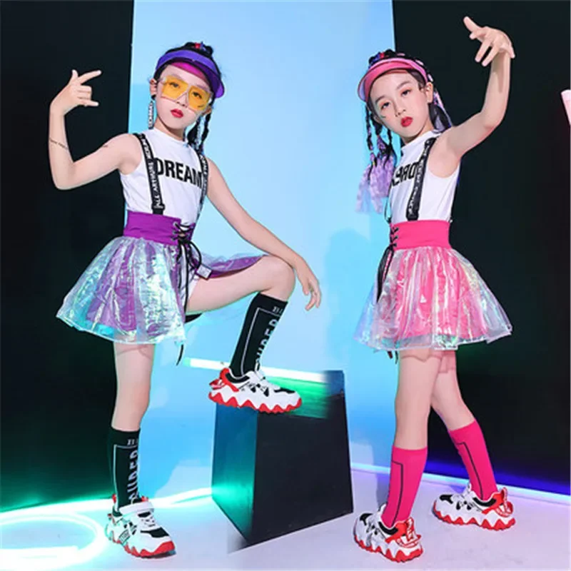 

Girls Jazz Dance Costumes Hip Hop Outfits Cheerleading Performance Clothing Street Dancing Dress Suit Kids Modern Stage Wear