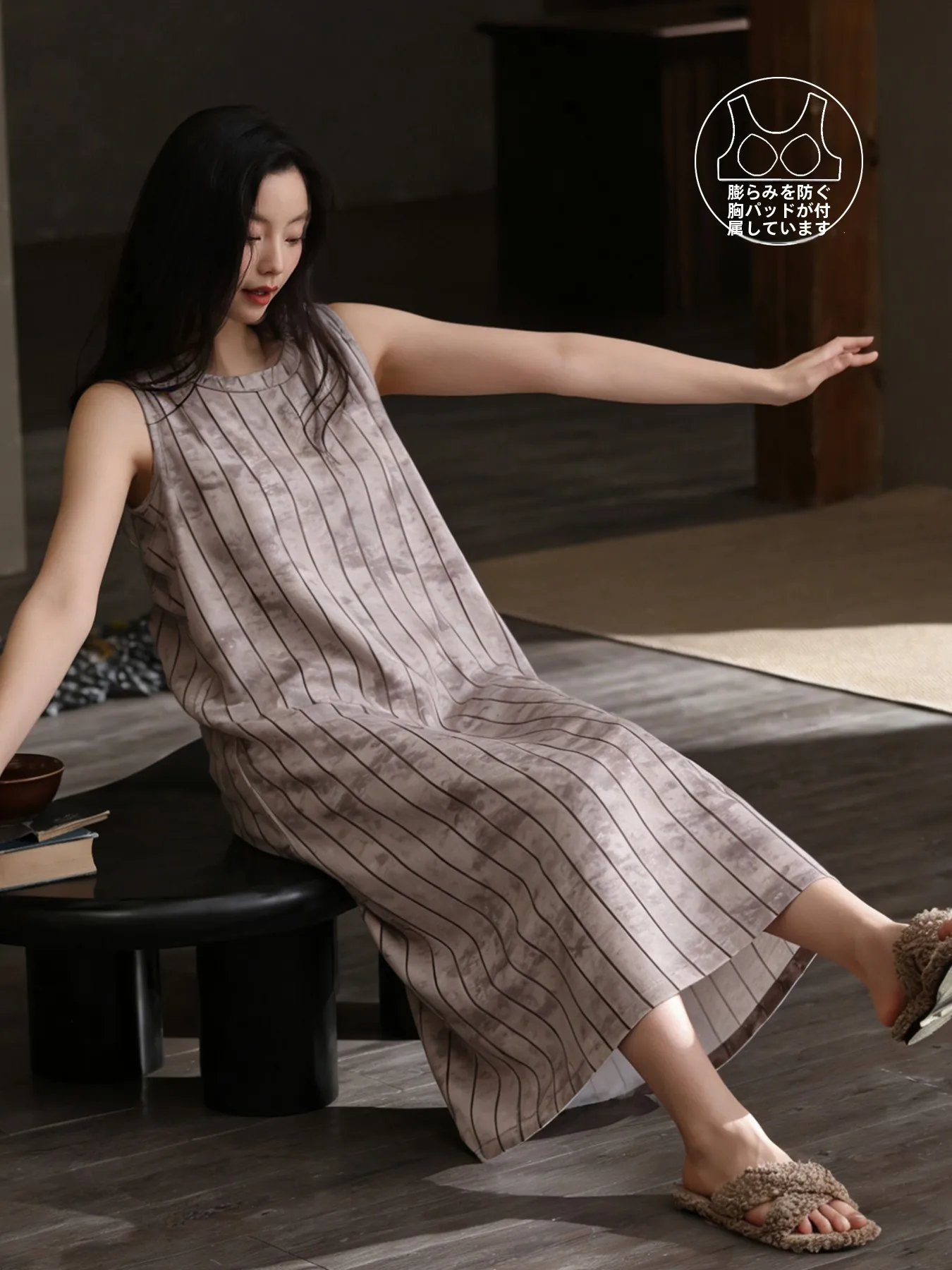 女性の綿の寝間着ノースリーブベストロングドレス夏のホーム服ファッショナブルな-2026-新しいスタイル快適な通気性