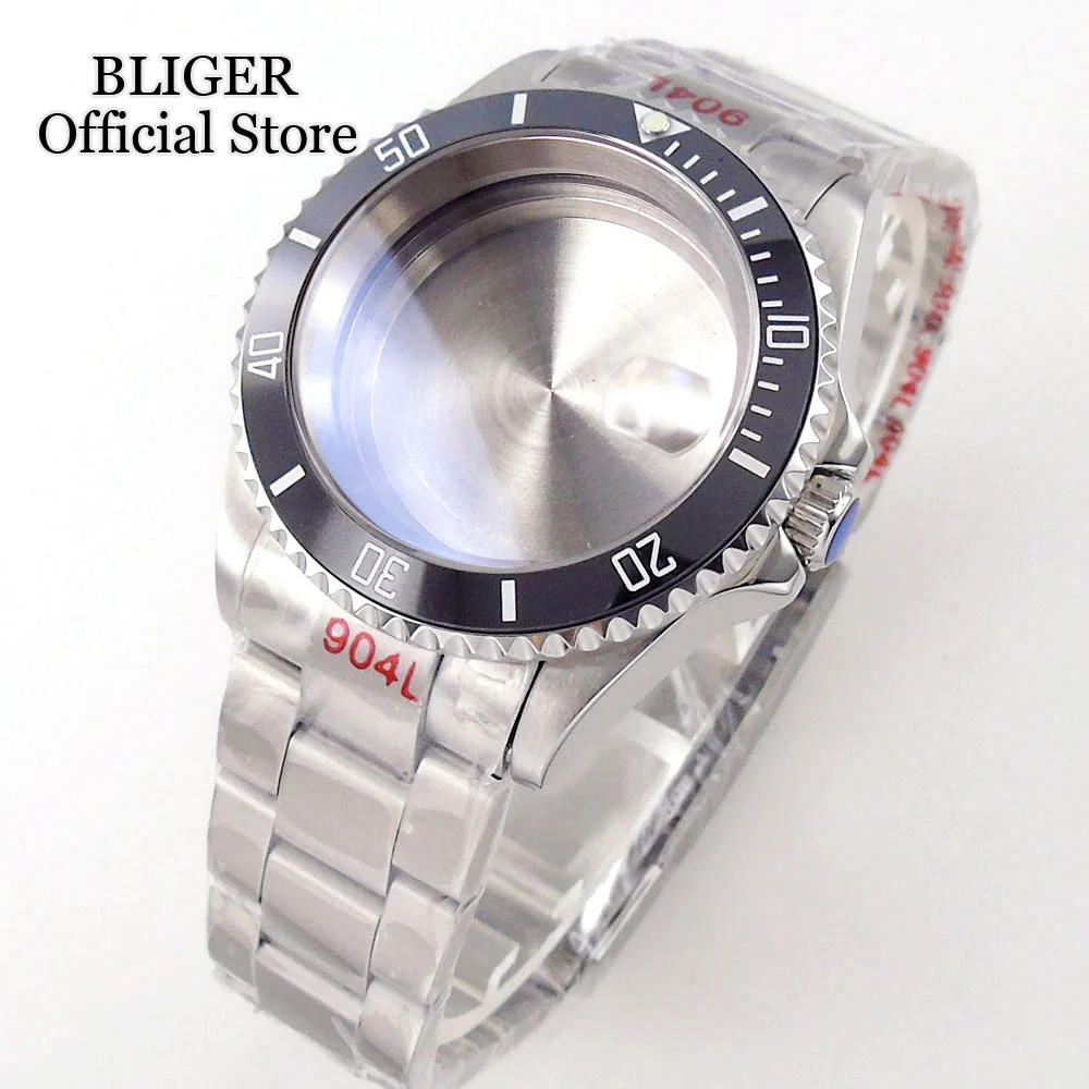 40mm Anti-reflection Sapphire Glass Watch Case 10ATM Fit NH35A NH34A ETA 2824 PT5000 AR Glass Steel Strap Unidirectional Bezel