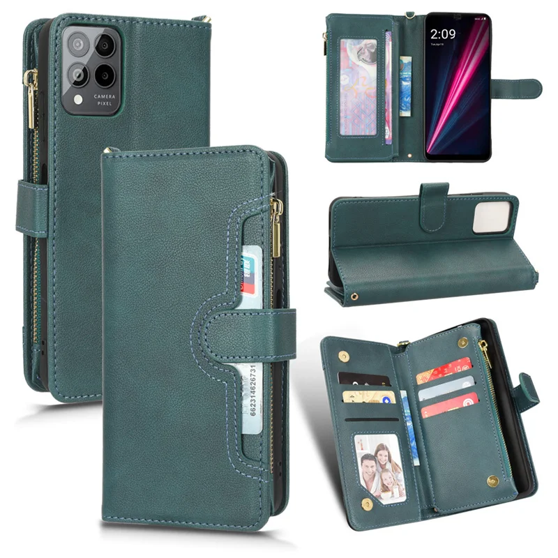 

For T-Mobile Revvl 6X Pro 5G crossbody zipper Leather Card Insert Case for T-Mobile Revvl 6 Pro 5G Phone Case