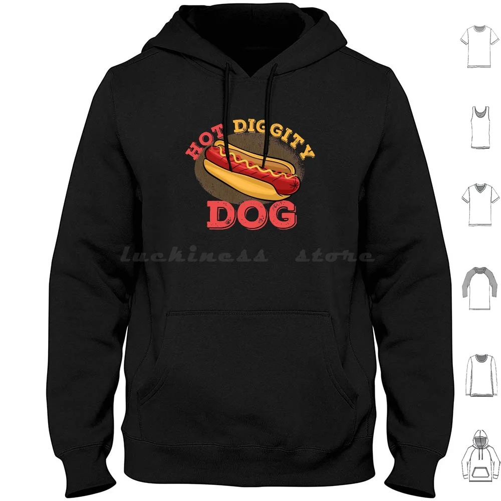 Hot Diggity Dog Hoodie cotton Long Sleeve Hot Diggity Dog Funny Food Hot Dog Hotdog Good Place Weiner Summer Cookout Bbq