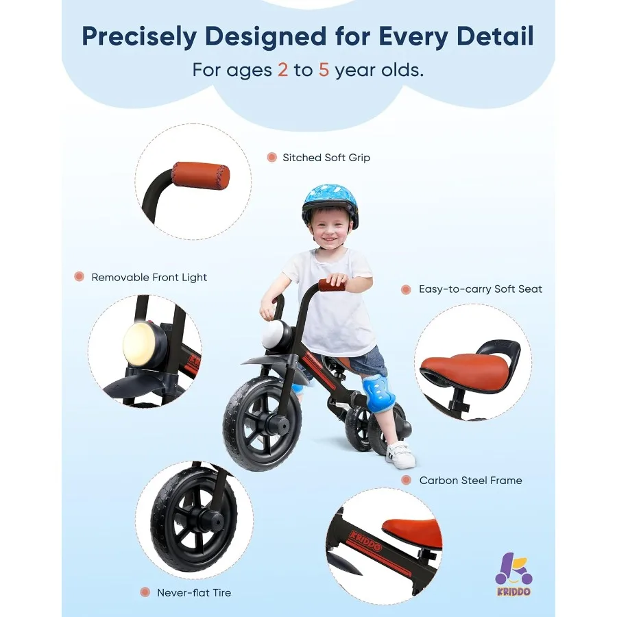 2～5歳向けの2in1キッズバランスバイクとキッズ三輪車、取り外し可能なペダル付き幼児用バランスバイク、3～5歳向けの三輪車