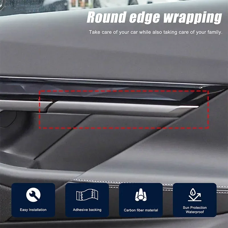 

For BMW 5 Series G60 2024-25 Real Carbon Fiber Car Door Inner Handle Behind Decorative Strips Stickers Interior Car Accessories