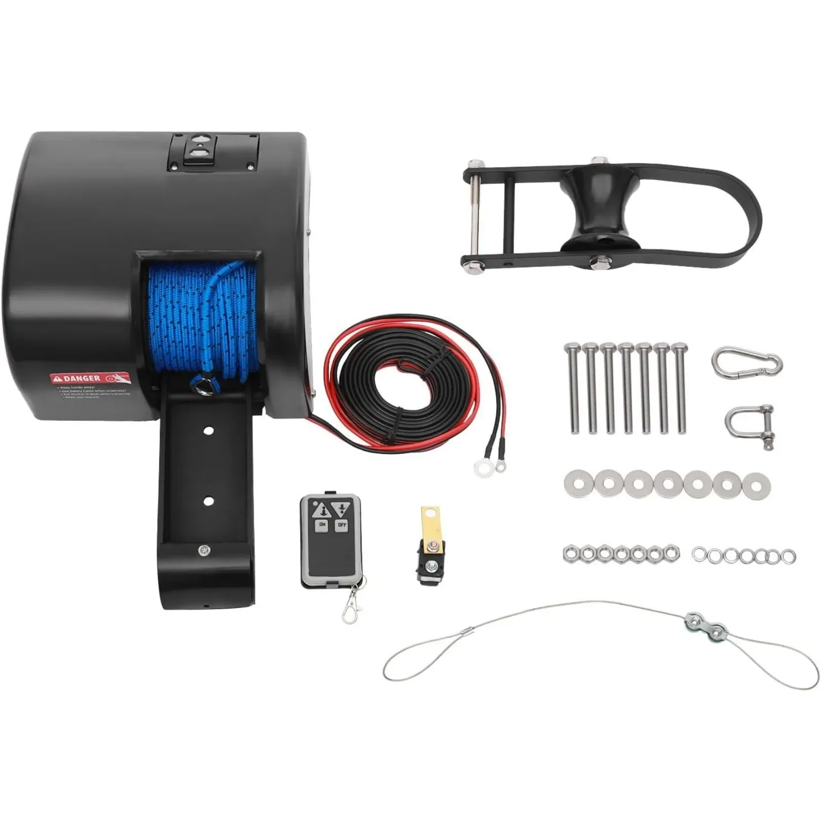 

12V Saltwater Marine Anchor Windlass System,45LB Electric Boat Anchor Winch with Remote Control & 100ft Rope for 24ft Boats